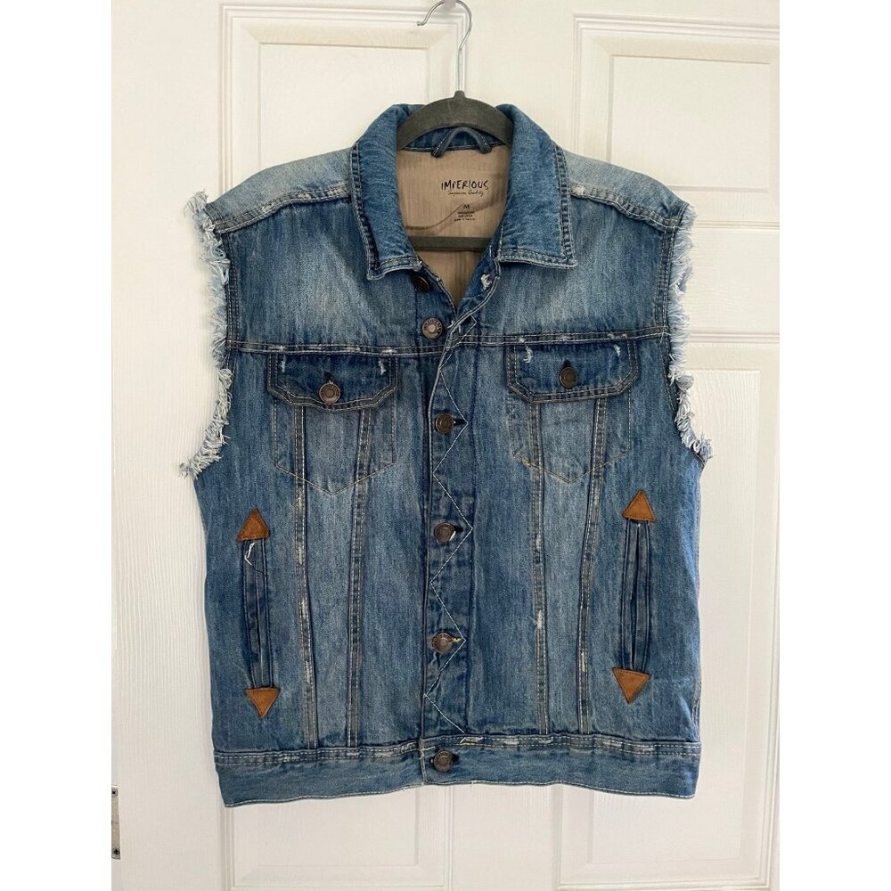 Imperious Mens Denim Vest Y2K Grunge Rocker